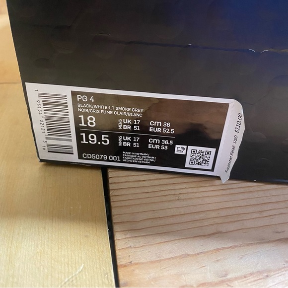 Nike PG4 Black White Grey Mens Basketball Shoes Black White CD5079-001 Size 18 - Picture 7 of 7
